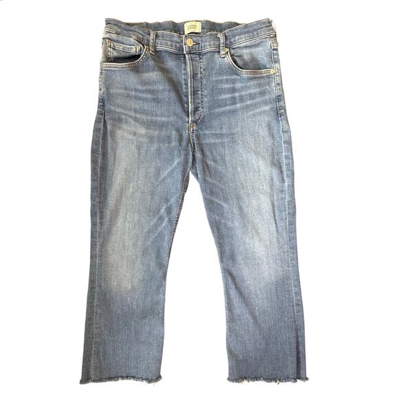 Citizens Of Humanity Isola Cropped Bootcut Frayed Hem Denim Jeans Size 32 - Picture 4 of 11